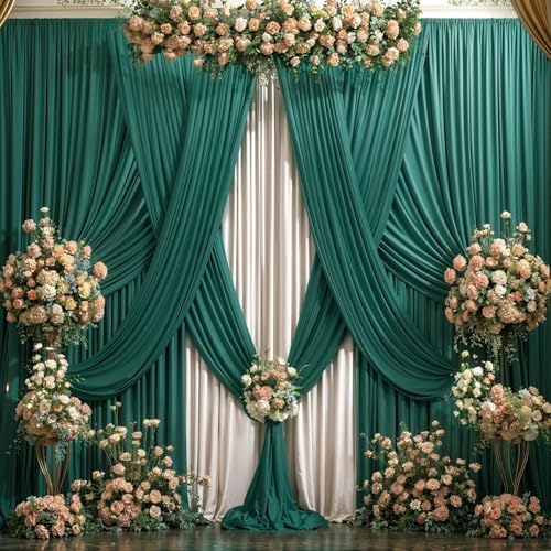 40x10FT Hunter Green Backdrop Curtains for Wedding Parties,Wrinkle Free Polyester Photography Backdrop Drapes for Baby Shower Birthday Parties Stage Background Stand Decorations 4x10ft,10 Panels - Image 5