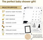 Pondering Pine Organic Baby Monthly Milestone Blanket Boy - Baby Bear Blanket with Month Marker Frame and Newborn Announcement Disc - 1-12 Months Milestones, Woodland, 47”x47” - Image 5