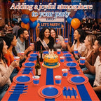 Funnymoom 452 Pcs Orange and Blue Party Decoration Supply for 50 Guest - Image 6