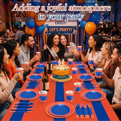 Funnymoom 452 Pcs Orange and Blue Party Decoration Supply for 50 Guest - Image 6