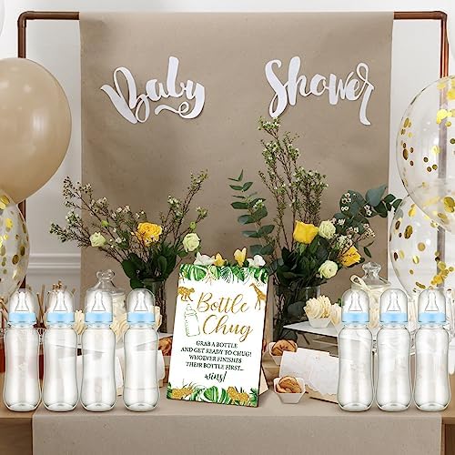 Trelaco 12 Pcs Safari Baby Shower Games Bottle Chug Wooden Sign Set - Image 2