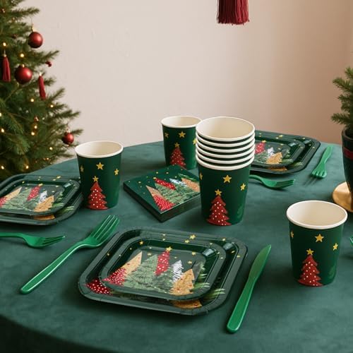 350 Pcs Christmas Paper Plates and Napkins Set Disposable Serve 50 - Image 6