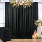 40ft x 10ft Wrinkle Free Black Backdrop Curtain for Parties, 8 Panels Silky Polyester Black Wedding Drapes for Backdrop 10 ft Photo Back Drop Cloth for Birthday Graduation Photography Background by ENJOYYOURPARTY