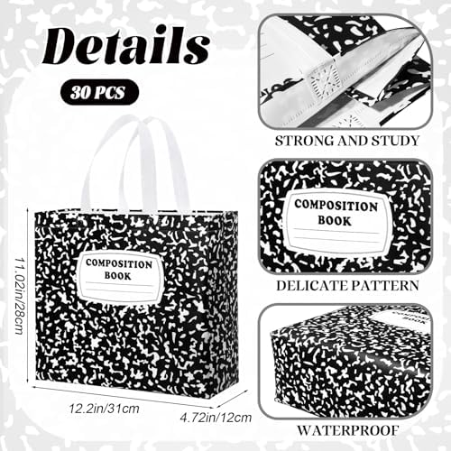 Abbylike 30 Pcs Composition Gift Bags, Non Woven Tote Back to School Bulk - Image 4