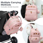 JSTPRO Large Diaper Bag Backpack with Changing Station, Pink - Image 3