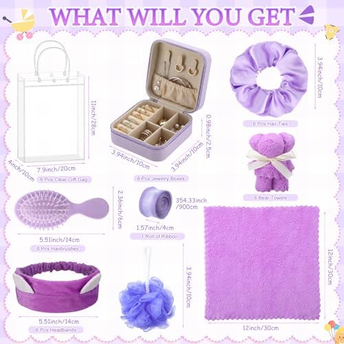 Aliceset 92 Pcs Baby Shower Prizes for Game Party Winners Baby Shower Favors Gifts Includes Hair & Beauty Accessories Jewelry Box with Gift Bag for Gender Revealed Wedding Bridal Party Favors (Purple) - Image 2