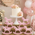 Novabright 8 Pcs Baby Shower Wooden Vintage Rocking Horse Table Decoration, Rocking Horse Decor Baby Shower Centerpieces Decor Rustic Tabletop Figurines for Wedding Birthday Party Decorations(Pink) by Unknown