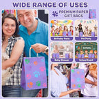 Tenceur 80 Pcs Dog Gift Bags Goodie Paw Puppy Paper Treat Bags Bulk with Handles 10.63 x 4.72 x 7.87 Inch Dog Themed Party Favors Shopping Holiday Kraft (Purple Colorful) - Image 6
