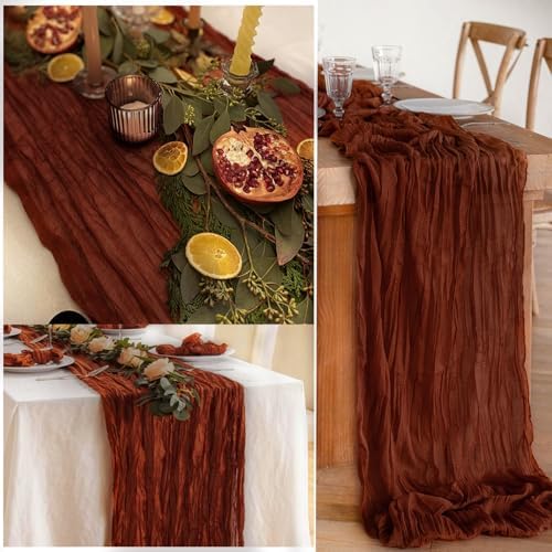 20 Pack Terracotta Cheesecloth Table Runner 10FT Boho Rustic Cheese Cloth Table Runner for Wedding 20 x 120 Inch Long Bridal Shower Baby Shower Gauze Fabric Sheer Birthday Party Table Decorations - Image 6