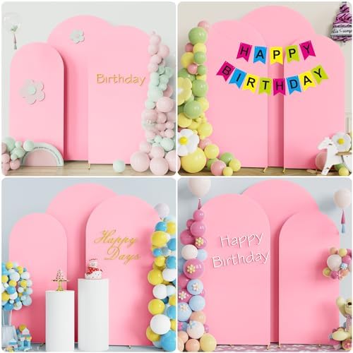 Wokceer Arch Backdrop Cover Pink Covers Stretchy Backdrop 7.2FT,6.6FT,6FT - Image 4