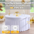 4 Pack White Round Spandex Tablecloths for 72in Tables, Stretchy Fitted 6FT Round Table Covers with Skirt for Wedding Party Dining Banquet - Image 4