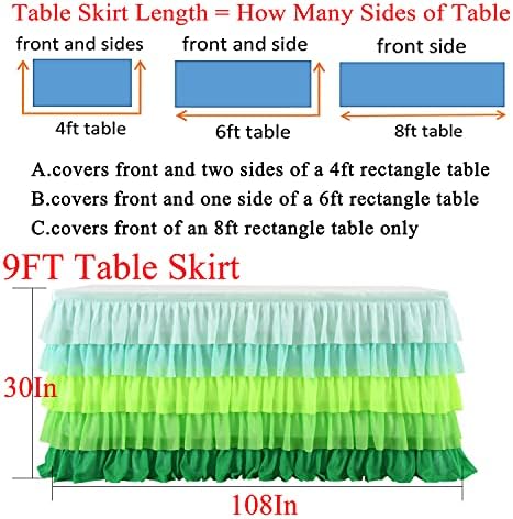 Hawaiian Green Table Skirts Ruffled Tutu Tablecloth for St. Patrick's Day Luau Hawaiian Tropical Beach Party Island Theme Decorations Mint Grass Green - Image 7