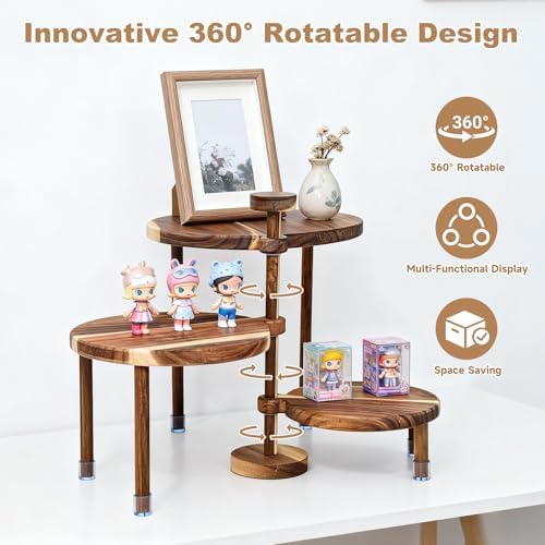 Cupcake Stand, Acacia Wood Cake Stand, Cupcake Display Stand, Wedding Cake Stands, 360° Rotatable Cupcake Stands for Party, 3 Tier Cupcake Stand, Cup Cake Tower Stand for Birthday Anniversary Party Decoration - Image 2