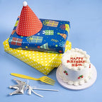WRAPAHOLIC 30 Inch Jumbo Reversible Birthday Wrapping Paper - 30 Inch X 100 Feet Jumbo Roll - Blue Happy Birthday Wrapping Paper for Party, Baby Shower and More Occasions - Image 5