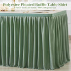 Partisky Sage Green Polyester Table Skirt for Rectangle Tables 14ft, Wrinkle Resistant Pleated Ruffle Table Cloth for Wedding Baby Shower - Image 5