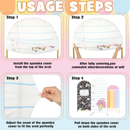 Moukeren 3 Pcs Back to School Themed Arch Backdrop Cover 4ft 5ft 6ft Decor - Image 6