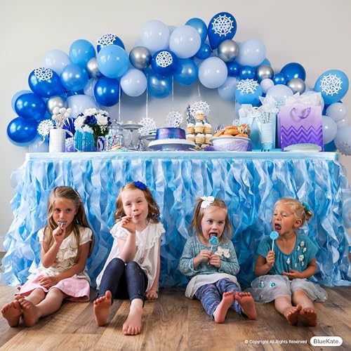 Blue Tutu Table Skirt 9ft with Double Layer Organza Willows for Ocean Under the Sea Decorations, 1st Baby Boy Birthday Décor, Elephant Baby Shower Décor, Gender Reveal or Bridal Shower - Image 5