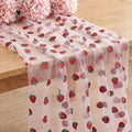 12 Pcs 29x70 Inch Strawberry Shiny Glitter Tulle Table Runner, Blush Pink Lace Strawberry Tablecloth for Cake Birthday Party Wedding Baby Shower Christmas Decorations by ACRNIGHEET