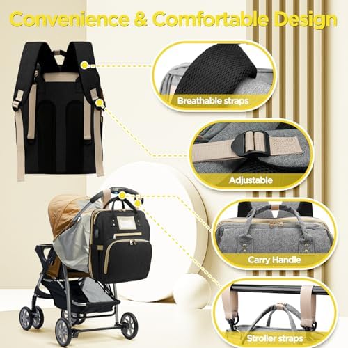 Lenski 6 in 1 Diaper Bag Backpack with Pad Shower Gifts Travel Bags for Registry Search Boys Girls Bags Newborn Essentials Accessories Stuff Unisex Dad Mom Mens - Image 3