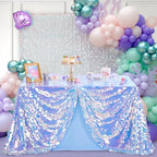 QueenDream Rectangle Sequin Blue Mermaid Tablecloth - 51x106 Inch Sequin Fabric Rectangle Table Cloths Mermaid Birthday Ocean Party Decoration - Image 2