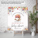 Andaz Press Personalized A Baby is Brewing Baby Shower Decorations, Floral Tea Party Baby Shower Welcome Sign Decor, Brunch Party Decorations, 16x20 Inch - Image 3
