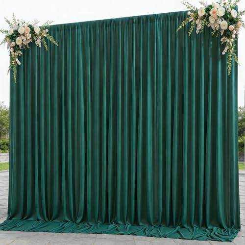 20x12ft Hunter Green Backdrop Curtain Panels for Parties - Wrinkle Free Polyester Photo Curtain Backdrop Wedding Back Drop Fabric Drapes for Party Decorations Background for Photography by WishCare
