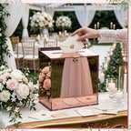 BreezeHug Rose Gold Acrylic Wedding Card Box with Slot and Lock, Money Gift Box with DIY Letters Cards Gifts/Thank You Letters, Baby Shower Graduation Birthday Party (Medium) - Image 3