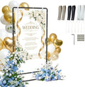 Wedding Welcome Sign Stand, Adjustable Linen Welcome to Our Wedding Sign Holder, Elegant Welcome Sign Easel with Hanging Straps for Seating Chart, Banner, Ceremony Decor (Black, 54"-69") by Yorshvil