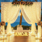 10x10FT Beige Wrinkle Free Backdrop Curtains with Lights String for Parties - Photo Curtain Backdrop with Lights for Wedding Decorations, Bridal Baby Shower Birthday Party Photography Background - Image 5