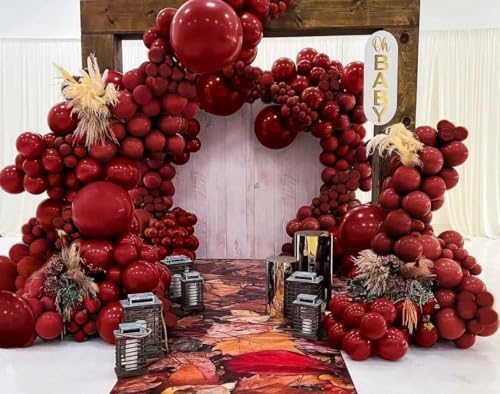 Burgundy Gold Balloons Garland Double Stuffed Wine Red Sand White Balloons Metallic Gold Latex Balloons Arch Kit for Bridal Wedding Christmas Baby Shower Birthday Party Decoration - Image 2