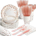 AIRE Rose Gold Paper Plates Set, 175PCS Disposable Dinnerware for 25 by AIRE