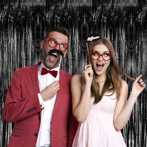 20 Pack Black Party Streamers Backdrop Tinsel Foil Fringe Curtains Halloween Party Decorations Birthday Wednesday Twilight Party Decorations Graduation Wizard Party Supplies - Image 6