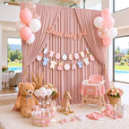 40ftx10ft Wrinkle Free Dusty Pink Backdrop Curtains for Parties, Silky Polyester Photo Backdrop Drapes 8 Panels 5x10ft Back Drop Cloth for Wedding Birthday Baby Shower Photography Background - Image 3