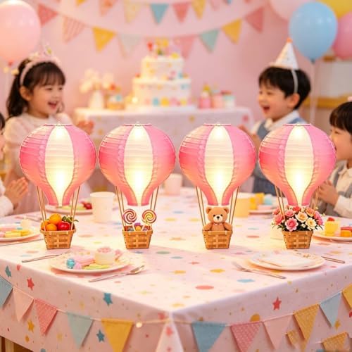 Palmhill 8 Sets 11.8" Hot Air Balloon Decorations Lanterns With Led Light - Image 4