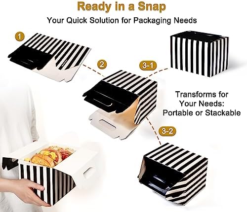 Happyhiram 40 Pack Black Striped Large Gable Boxes, 9x6x6 Inch - Image 6