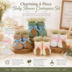 4 Sets Baby Shower Booties Table Centerpiece, Crochet Knitted Baby Booties - Image 5