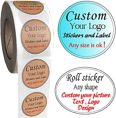 500PCS Custom Text Business Roll Sticker Personalized Design Water Bottle Label Gift Box Birthday Wedding Party First Holy Communion Baptism Stickers (White Artpaper, 2.5" Round) by Wennikids
