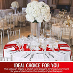 Tudomro 16 Pcs White and Red Round Tablecloth and Satin Runner Set - Image 6
