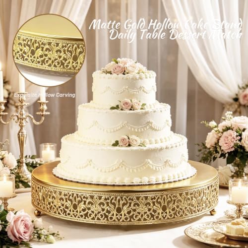 Cake Stand, Metal Round Cupcake Dessert Stand Cake Display Holder Cookies Fruit Serving Tray Decor for Wedding Party Birthday Baby Showers Anniversary (18 in, Dark Gold) - Image 4
