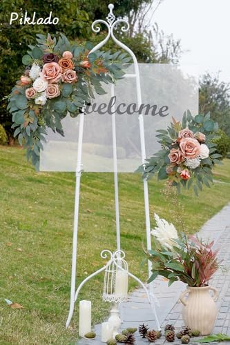 Faux Flower Swag Set of 2 for Wedding Welcome Signs Floral Swag Wedding Reception Ceremony Signs Decor (Terracotta) - Image 2