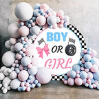 Leyiyi 7.5x7.5ft Boy or Girl Round Backdrop Cover Burnouts or Bows Pink or Blue Circle Photography Background He or She Baby Shower Party Decoration Banner Gender Reveal Baby Shower Party Supplies - Image 3