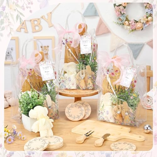 Honeydak 49 Pcs Baby Shower Prizes for Game Players 6 Set Cheese Board Fork Knives Coaster Towel Artificial Potted Plant Thanks Card Gift Bag for Baby Bridal Shower Wedding Favors (Butterfly) - Image 4
