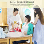 Small Woven Basket with Gift Bags and Ribbons, Empty Gift Basket and 87L Large Laundry Basket, Nursery Hamper, Large Blanket Basket, Toy Basket, White - Image 3