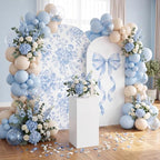 Tegeme 2 Set Blue Bow Floral Arch Backdrop Cover 7.2ft 6.6ft - Image 5