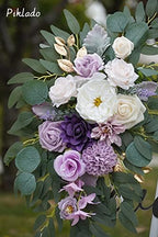 Faux Flower Swag Set of 2 for Wedding Welcome Signs Floral Swag Wedding Reception Ceremony Signs Decor (Purple) - Image 5