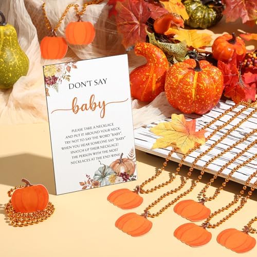 51 Pumpkin Baby Shower Games Including Pumpkin Baby Game Sign and Necklace - Image 4