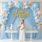 20ft x 10ft Baby Blue Backdrop Curtains for Parties, 4 Panels 5ft x 10ft Wrinkle-Free Sky Blue Drapes for Baby Shower Boy Gender Reveal Birthday Kids Party Wedding Outdoor Graduation - Image 4