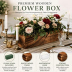 Dandat 3 Set Wood Rectangle Boxes 12x4 Inch Rustic Planter with Liner - Image 3