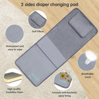 DERJUNSTAR Diaper Bag Backpack – Large Capacity Baby Diaper Bag with Changing Pad, Waterproof Travel Backpack for Boys & Girls, Multi-Function Baby Bag with USB Charging Port, Grey - Image 5
