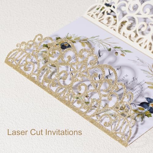 25pcs Glitter Wedding Invitations with Envelopes and RSVP Cards - Image 6